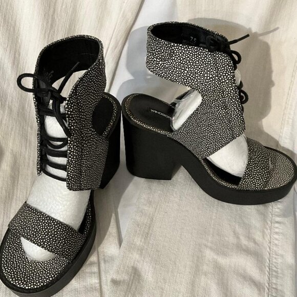 Windsorsmith "PIPPIE" Sting Ray Leather lace-up block heels NWOB Size 7.5 - Picture 8 of 9